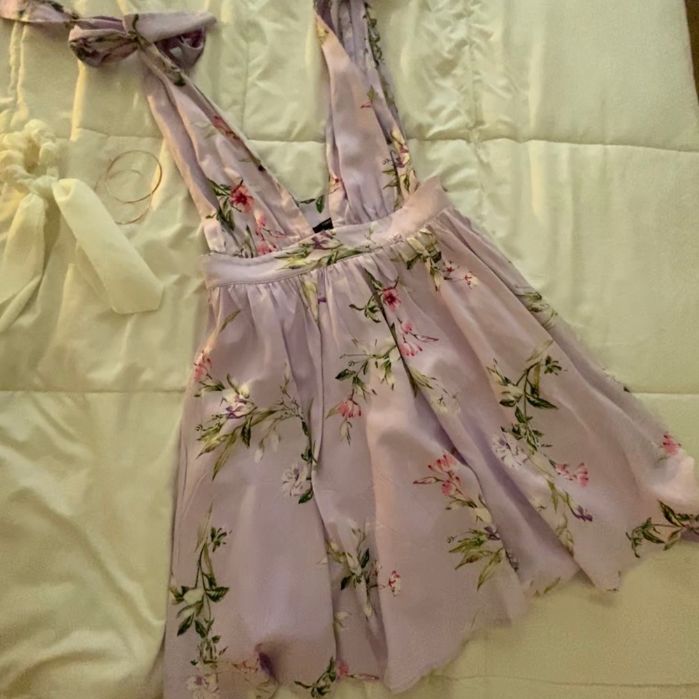 Forever 21 Purple Floral Tie Strap Dress
